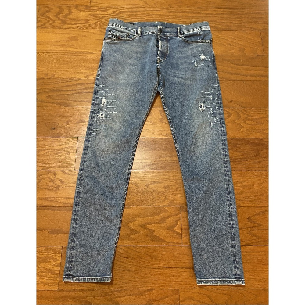 Diesel Tepphar Jeans Men 34x32 Blue Slim Carrot Fit Stretch Made in Romania